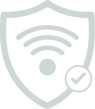 Shield with wifi symbol and check mark representing secure wireless internet connection technology and protection concept vector