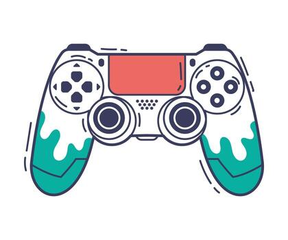 juego consola, gamepad controlador, juego jugador artilugio mano dibujado ilustración vector