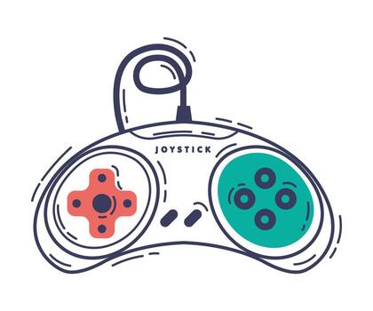 Game Controller, Game Player Device Hand Drawn Illustration vector