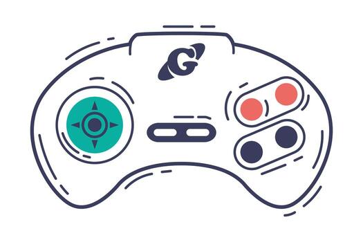 juego consola controlador, juego jugador moderno accesorio dispositivo mano dibujado ilustración vector
