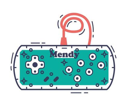 Game Console with Buttons, Game Controller Accessory Device Hand Drawn Illustration vector