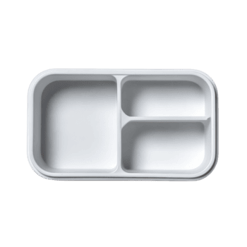 vuoto grigio rettangolare sezionato vassoio con tre scomparti isolato su trasparente sfondo png