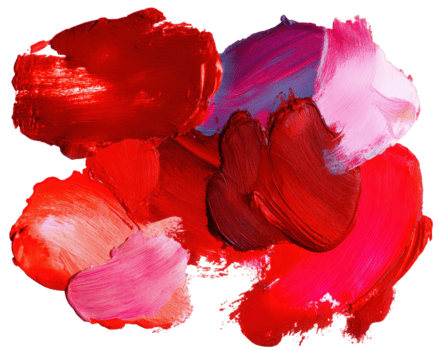 vivido rosso, rosa, e viola spazzola colpi creare astratto arte composizione con espressive struttura e dinamico movimento su trasparenza sfondo png