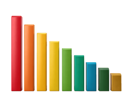 colorato bar grafico dati visualizzazione Infografica elemento isolato su bianca rettangolare blocchi decrescente ordine attività commerciale finanza formazione scolastica allegro semplice design png