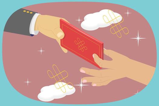 Red envelope exchange in business vector