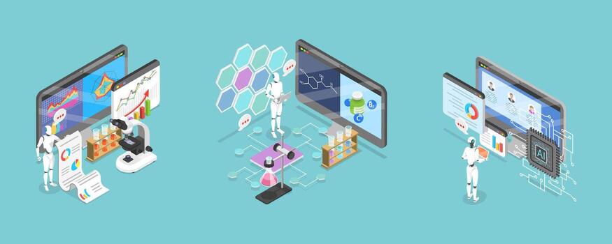 Data analysis and visualization technologies illustration vector