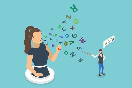 Woman with letters and teacher illustration vector