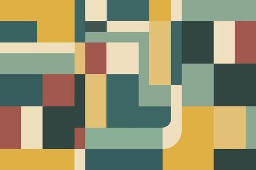 Stylish geometric abstract background featuring bold square and rectangular shapes in modern retro color tones. vector