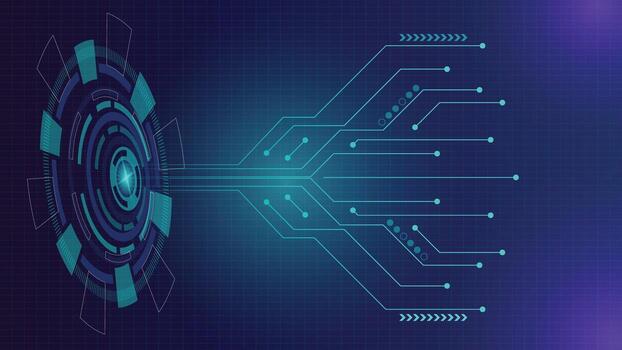 Modern technology background featuring glowing blue circuit lines with futuristic digital interface design, perfect for innovation, business, and high tech presentations vector