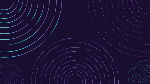 Modern abstract background featuring glowing purple and blue circular lines with smooth curves on a dark surface, perfect for digital design, posters, and presentations vector