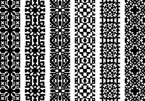 sin costura geométrico repitiendo intrincado cordón patrones con cuadrícula y triangulos y otro plano geométrico formas vector