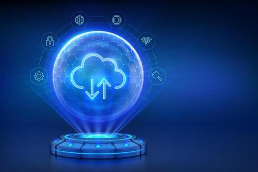 Cloud storage data transfer illustration vector