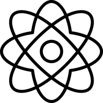 Simple Outline Atomic Structure with Orbitals Science Education Icon vector