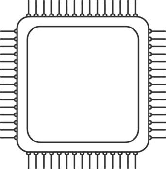 Simple Outline Integrated Circuit Chip Microprocessor Technology Component Icon vector