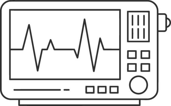 Minimalist Outline Heart Rate Monitor Device with Line Graphic Display Icon vector