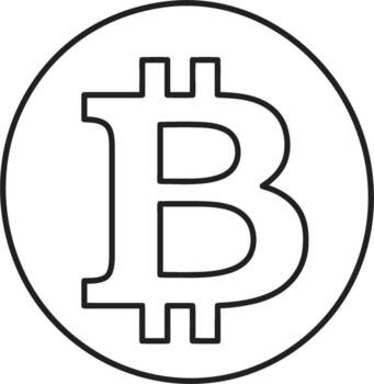 Outline Simple Bitcoin Symbol Currency Inside a Circle Icon Shape vector