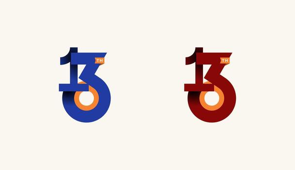 Minimalist Stripes Design Number 13th, 13th Happy Anniversary with Simplicity, Geometric and Modern. vector