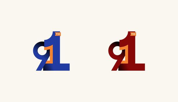 Minimalist Stripes Design Number 91th, 91th Happy Anniversary with Simplicity, Geometric and Modern. vector