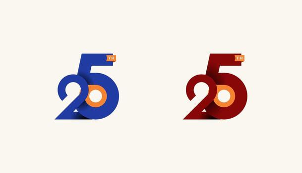 Minimalist Stripes Design Number 25th, 25th Happy Anniversary with Simplicity, Geometric and Modern. vector