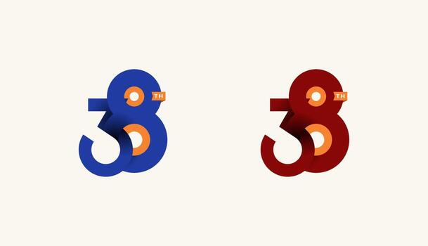 Minimalist Stripes Design Number 38th, 38th Happy Anniversary with Simplicity, Geometric and Modern. vector