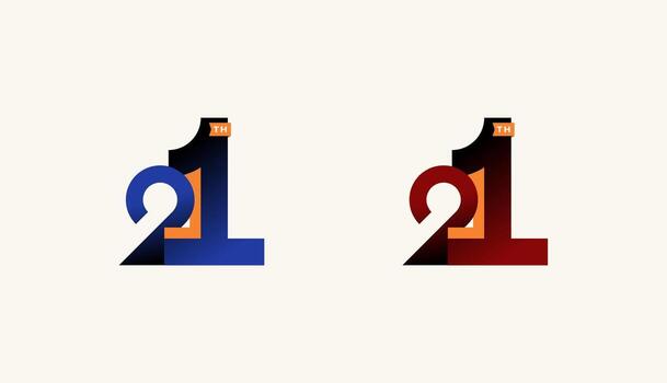 Minimalist Stripes Design Number 21th, 21th Happy Anniversary with Simplicity, Geometric and Modern. vector