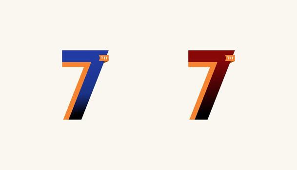Minimalist Stripes Design Number 7th, 7th Happy Anniversary with Simplicity, Geometric and Modern. vector
