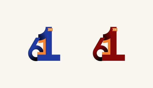 Minimalist Stripes Design Number 61th, 61th Happy Anniversary with Simplicity, Geometric and Modern. vector