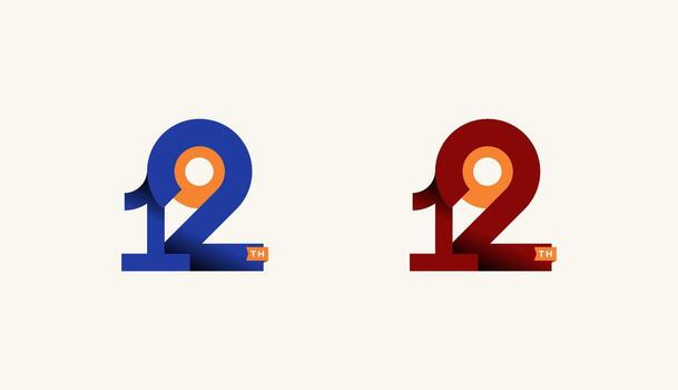 minimalista rayas diseño número 12, 12mo contento aniversario con sencillez, geométrico y moderno. vector