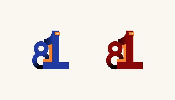 Minimalist Stripes Design Number 81th, 81th Happy Anniversary with Simplicity, Geometric and Modern. vector