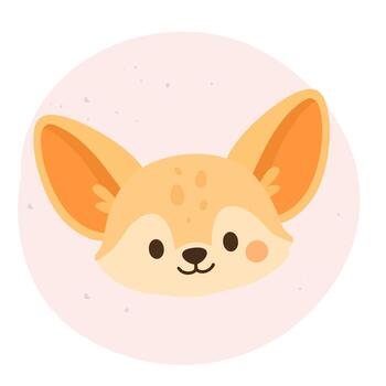 a cartoon fennec face with a off withe background vector