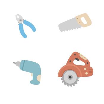 Various tools and tools on a white background vector