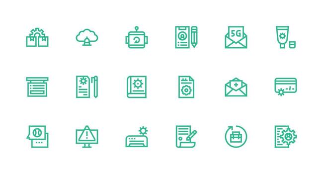 Update Visual Pack containing 18 Strong Stroke Line Icons Customizable Icon Series for Mobile Screens vector