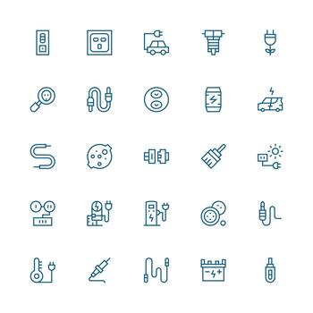 25 Medium Stroke Outline Designs for Plug Icons Scalable Icons for Cross-Platform Interfaces vector