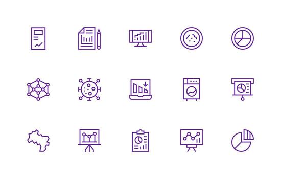 grafico conjunto con 15 regular línea íconos diseño icono colección vector