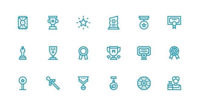 Accolade Set with 18 Strong Stroke Line Icons Interface Icon Collection for Daily Projects vector