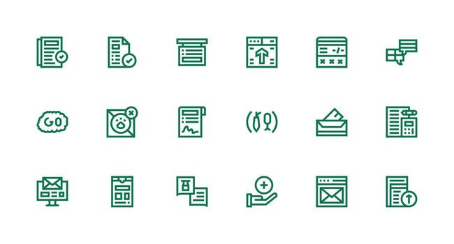 Submit featuring 18 Icons in Strong Stroke Line Design Responsive Icon Set for Flexible Layouts vector