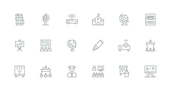 Minimal Line Icons from Classroom Set with 18 Vectors Icon Pack for Various Themes