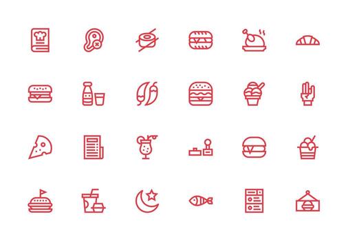 24 Icons for Menu in Thick Line Line Format Quick Access Icons for UI Development vector