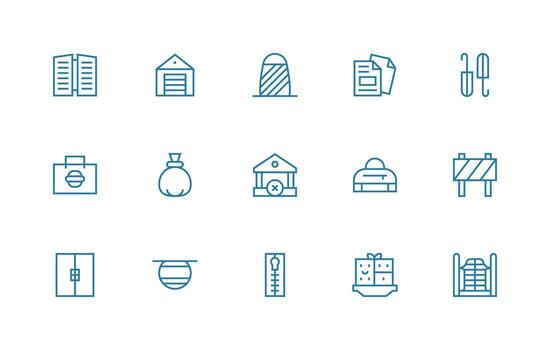15 Regular Line Icons for Closed Graphics Reliable Icons for All Interfaces vector