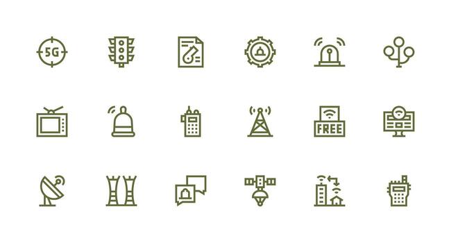 señal icono conjunto con 18 fuerte carrera línea gráficos personalizable icono serie para móvil pantallas vector