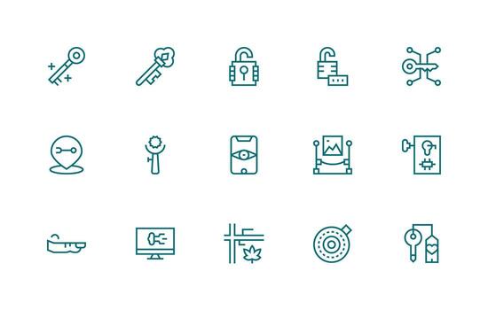 Regular Line Icons from Unlock Set with 15 Vectors Digital Icon Collection
