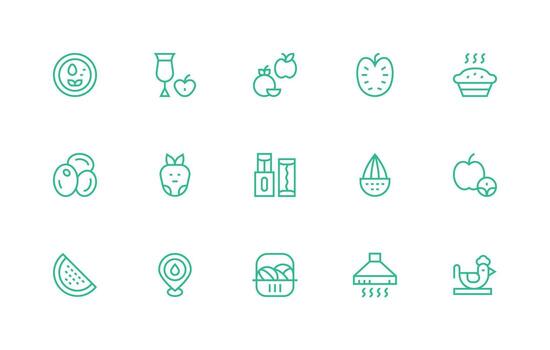 Fresh featuring 15 Icons in Regular Line Design Clear and Concise Icon Set Collection vector