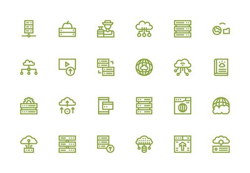 Hosting Design Icons featuring 24 in Thick Line Line Style Web and App Icon Pack Collection vector