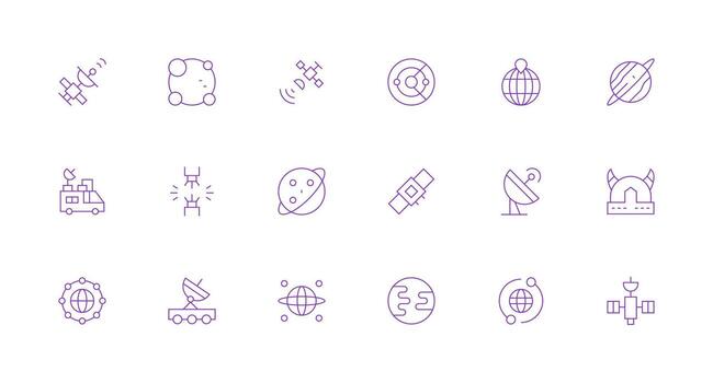 Satellite Set with 18 Minimal Line Icons Responsive Icon Set for Flexible Layouts vector
