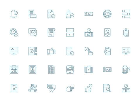 Confirmation Icon Set with 35 Light Line Graphics Minimal Icon Set for Interface Projects vector