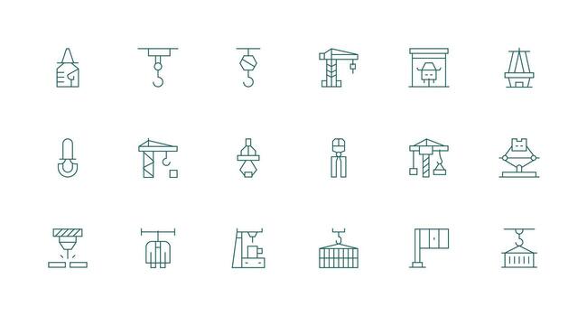 18 Minimal Line Style Icons from Hoist Collection Simplified Icon Pack for Visual Tools vector