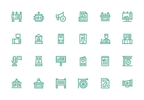 Announcement featuring 24 Icons in Thick Line Line Design UI and UX Focused Icon Collection vector