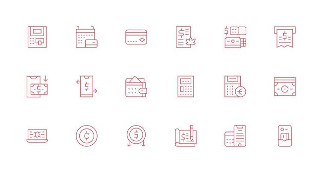 Transaction including 18 Minimal Line Illustrations Simple Icons for Interface and Wireframes vector
