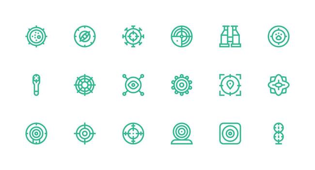 18 Icons for Scope in Strong Stroke Line Format Complete Icon Bundle for Web Design vector