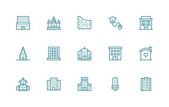Regular Line Icons from Real Estate Set with 15 Vectors Quick Access Icons for UI Development